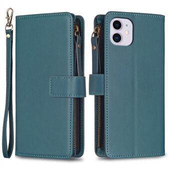 BF Style-19 telefonveske med glidelås for iPhone 11, PU- Stand lommeboktelefondeksel