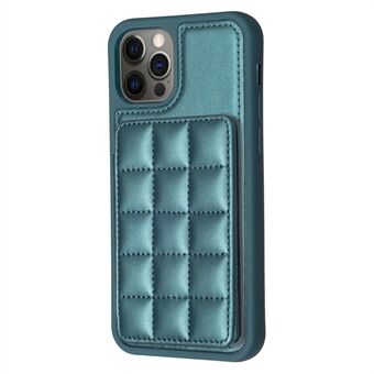 Style-BF24 For iPhone 11 Grid Design PU-skinnbelagt TPU-veske Kortholder Kickstand Telefondeksel