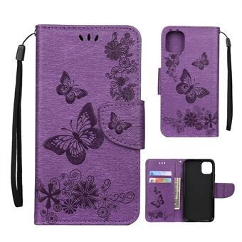 Imprint Butterfly Flower Leather Wallet Case for iPhone 11 Pro 5,8 tommer (2019)