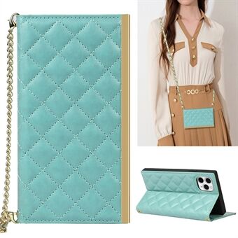 Grid Texture Leather Cover Case Crossbody Bag med sminkespeil og skulderstropp for iPhone 11 Pro