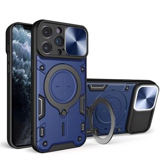 For iPhone 11 Pro Roterbar Kickstand Protective Cover PC + TPU-telefonveske med skyvekameralokk