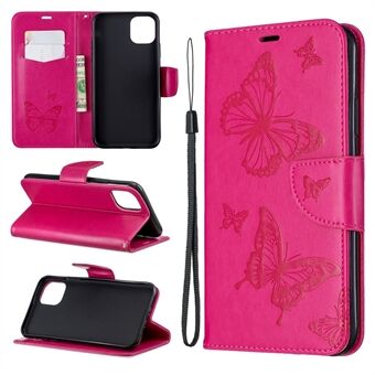 Imprint Butterfly Leather Wallet Phone Case for iPhone 11 Pro Max 6.5 inch (2019)