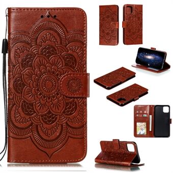 Imprinted Sun Mandala Flower Pattern Leather Wallet Shell for iPhone 11 Pro Max 6.5 inch (2019)