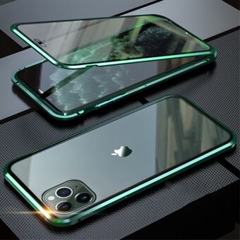 Heldekkende magnetisk metallramme + telefondeksel i herdet glass for Apple iPhone 11 Pro Max 6,5 tommer