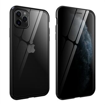 Anti-kikk magnetisk installasjon metallramme + telefonveske i herdet glass for iPhone 11 Pro Max 6,5 tommer (2019)