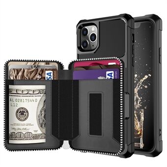 Glidelås lommebok lær telefonveske til Apple iPhone 11 Pro Max 6,5 tommer - Svart