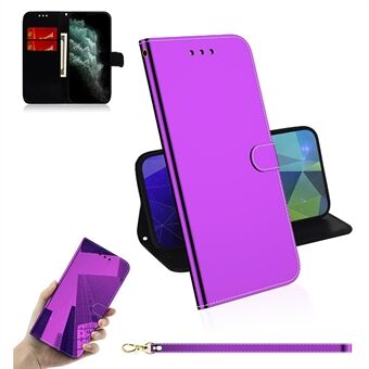 Mirror-like Surface Leather Wallet Stand Cell Phone Case for iPhone 11 Pro Max 6.5 inch
