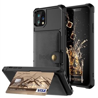 Lærbelagt TPU-deksel med lommebokstøtte innebygd magnetisk ark for iPhone 11 Pro Max 6,5 tommer - svart