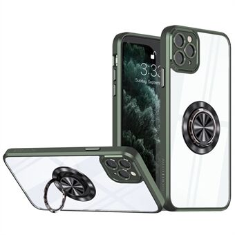 For iPhone 11 Pro Max 6,5 tommers Rotary Ring Kickstand Telefonveske PC + TPU klart bakdeksel med presis utskjæringslinsebeskyttelse