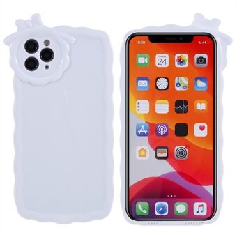 For iPhone 11 Pro Max 6,5 tommers solid hvit, blank overflate med telefondeksel med 3D tegneseriemonsterdesign Scratch smarttelefon, mykt TPU-bakdeksel