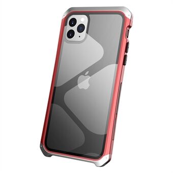 For iPhone 11 Pro Max 6,5 tommer fallbeskyttelse 3-delt design mobiltelefondeksler metall + herdet glass hybrid bakdeksel