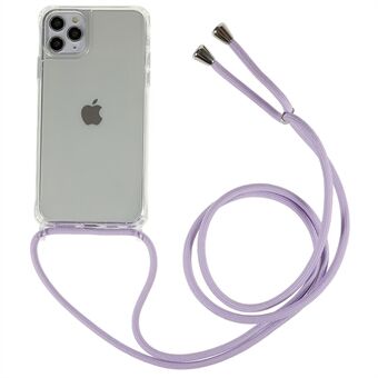 For iPhone 11 Pro Max 6,5 tommer TPU + akryl telefondeksel Anti Scratch klart deksel med justerbar snor