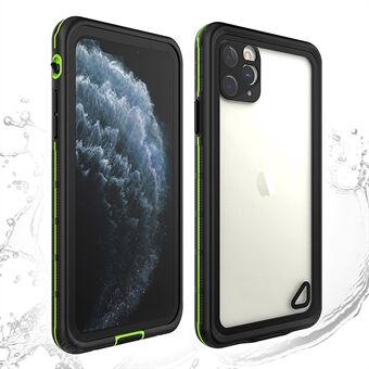For iPhone 11 Pro Max beskyttelsesveske for undervannsdykking TPU+PC+PET IP68 vanntett telefondeksel - svart / grønn