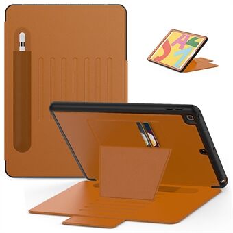 Creative Magnetic Multi-angle Stand Card Holder Nettbrettetui i skinn med Stylus-spor for iPad 10.2 (2020) / (2019)