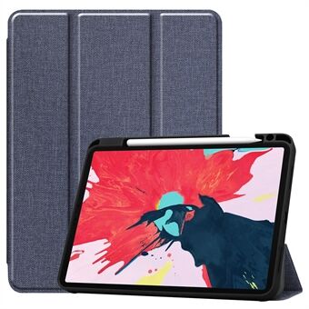 Jeans Texture Tri-fold Stand PU lær nettbrettetui med pennespor for iPad Pro 11-tommers (2020) / (2018)