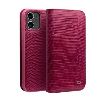 QIALINO Crocodile Texture Cowhide Leather Case Protector for iPhone 12 mini - Rose