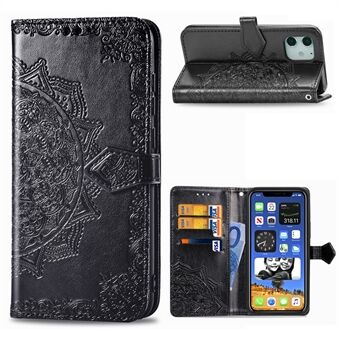 Embossed Mandala Flower Leather Wallet Stand Case for iPhone 12 mini 5,4 tommer