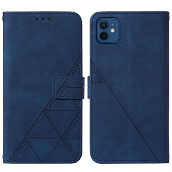 Business-Style PU Leather Phone Shell Lines Imprinting Phone Cover Case med Stand for iPhone 12 mini 5,4 tommer