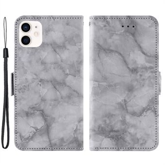 For iPhone 12 mini 5,4 tommer marmormønster dobbel magnetlås Støtsikker PU- Stand Flip lommebokdeksel