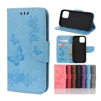 Imprint Flower Butterfly Leather Wallet Case for iPhone 12 Pro/ 12