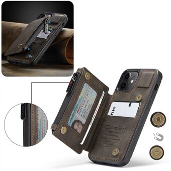 CASEME C20-serien RFID-blokkeringskortholder Magnetisk glidelås PU-lærlommebok Kickstand Beskyttelsesveske for iPhone 12 / 12 Pro 6,1 tommer