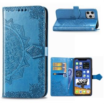 Embossed Mandala Flower Leather Wallet Stand veske for iPhone 12 Pro / iPhone 12