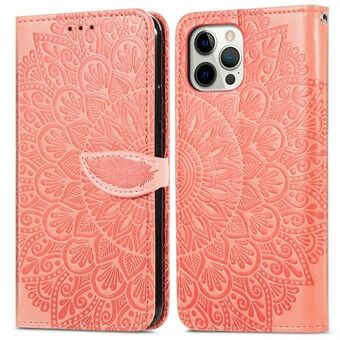 Dream Wings Imprint Leather Wallet Stand Phone Shell Cover for iPhone 12/12 Pro