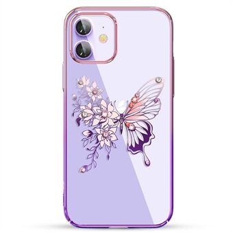 KINGXBAR Butterfly Series Luxury Authorized Swarovski Crystals Clear PC Phone Case for iPhone 12 Pro/ 12 - Lilla