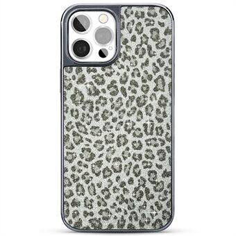 KINGXBAR Glitter Leopard Cheetah Print Mønster Myk TPU + Hard PC Beskyttende Plating Bak Deksel for iPhone 12/12 Pro 6,1 tommer