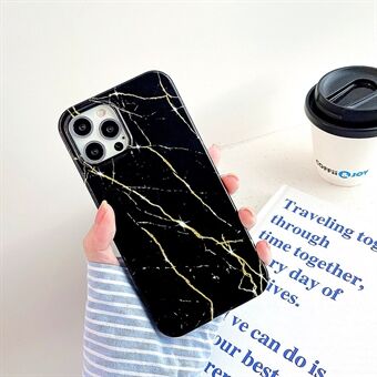 1,8 mm marmormønsterutskrift IMD mykt TPU-telefondeksel for iPhone 12/12 Pro