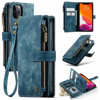 CASEME C30-serien for iPhone 12 / 12 Pro 6,1 tommer støtsikker lommebokdeksel med glidelås PU- Stand Telefonveske Flere kortspor