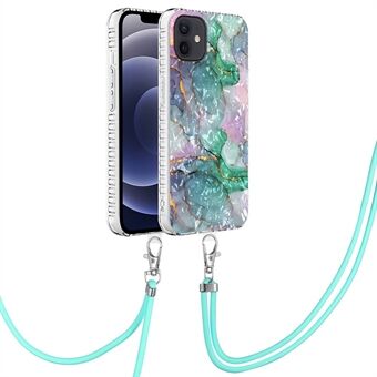 YB IMD Series-15 for iPhone 12/12 Pro 6,1 tommer 2,0 mm IMD IML Airbag TPU-deksel Beskyttende telefondeksel med lang snor - BK007