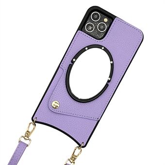 For iPhone 12 / 12 Pro 6,1 tommer Fish Tail Design Speil PU-skinn + TPU-veske Anti- Scratch Telefondeksel med skulderstropp