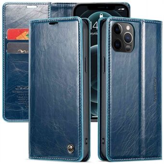 CASEME 003-serien for iPhone 12 / 12 Pro 6,1 tommers PU-skinn Retro Waxy Texture Telefonveske Lommebok Sammenleggbart Stand Mobildeksel