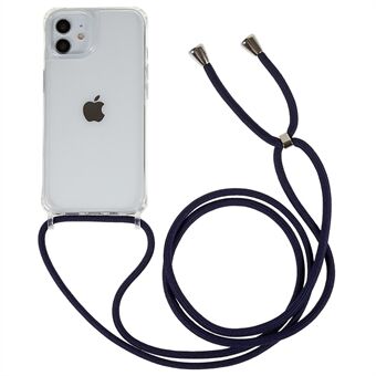 For iPhone 12/12 Pro 6,1 tommers gjennomsiktig telefondeksel med justerbar snor Støtsikker TPU+akryl bakdeksel