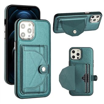 YB Leather Coating Series-4 for iPhone 12/12 Pro Kickstand-veske PU-lærbelagt TPU-telefondeksel med kortspor