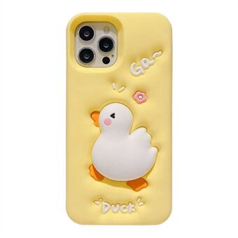 For iPhone 12 / 12 Pro Silikon Telefonveske 3D Cartoon Squeeze Duck Pattern Mobiltelefondeksel
