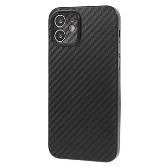 For iPhone 12 6,1 tommers supertynt telefondeksel Carbon Fiber Texture PC-bakdeksel (nøyaktig linseutskjæring) - Svart