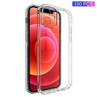 100 STK For iPhone 12 6,1 tommers HD Transparent Clear Phone Shell Anti- Scratch deksel Hard plast telefonveske