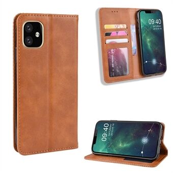 Retro Skin Lommebok Leather Stand sak for iPhone 12 Pro - Brown
