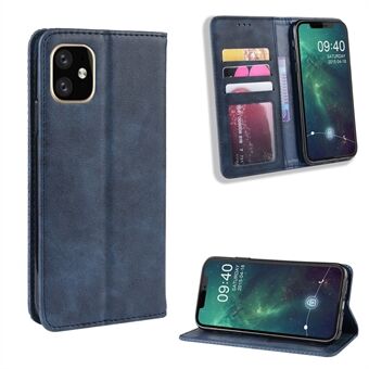 Retro Skin Lommebok Leather Stand sak for iPhone 12 Pro - Blue