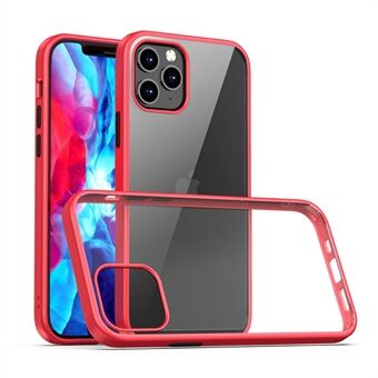 IPAKY Clear PC Back + TPU Edges Combo Protective Case for iPhone 12 Pro / iPhone 12 - Red / Black