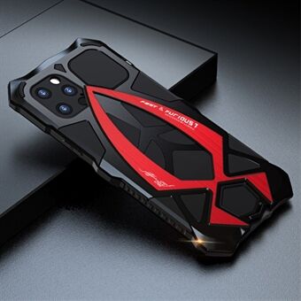 LUPHIE Sports Car Design Metal + Silikon Full Beskyttelsesdeksel med Skjermbeskytter i Herdet Glass til iPhone 12 Pro - Red