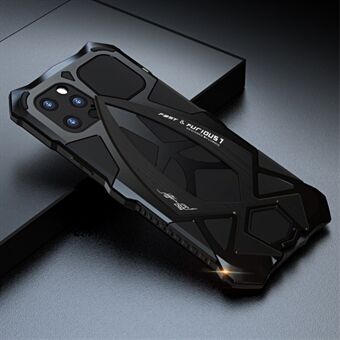 LUPHIE Sports Car Design Metal + Silikon Full Beskyttelsesdeksel med Skjermbeskytter i Herdet Glass til iPhone 12 Pro - Black