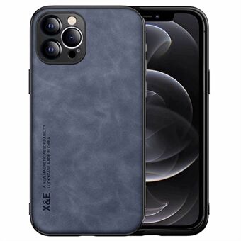X&E For iPhone 12 Pro 6,1 tommers hud-touch bilfeste metallplate telefonveske PU-skinnbelagt mykt TPU-bakdeksel