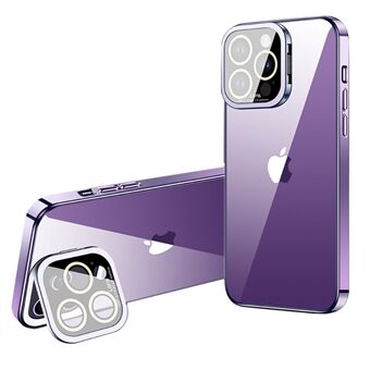 For iPhone 12 Pro galvanisert TPU-telefonveske Glasskamerafilm Kickstand bakdeksel