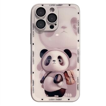 For iPhone 12 Pro Slim-Fit telefondeksel Metal Paint Design Panda Decor Hard Glass+TPU telefonveske