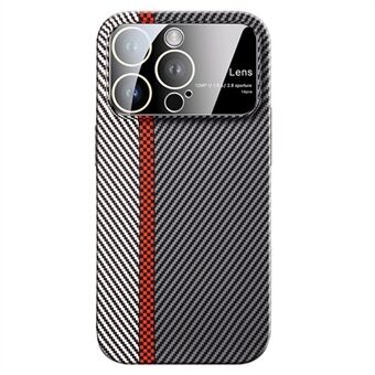 For iPhone 12 Pro 6,1 tommers beskyttelsesveske Carbon Fiber Texture PC-telefonskall med glasslinsefilm