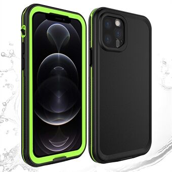 Undervannsdykkertelefondeksel for iPhone 12 Pro 6,1 tommer TPU+PC+PET IP68 Snorkling vanntett telefondeksel - svart / grønn