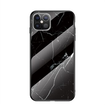 Marmor korn mønster herdet glass PC + TPU hybrid deksel til iPhone 12 Pro Max 6,7 tommer